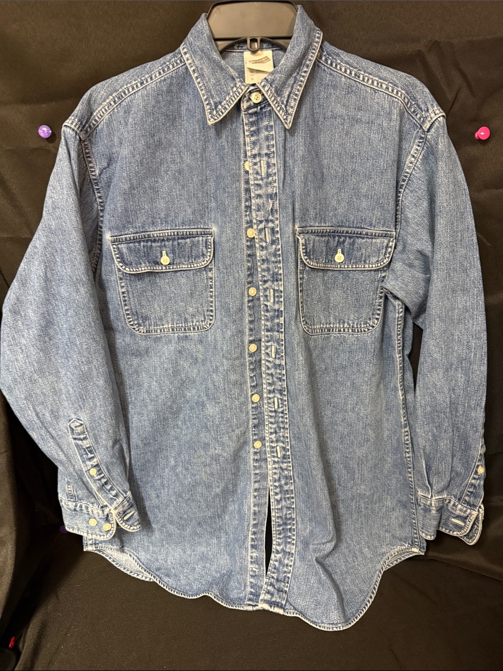 Warner Bros. 1999 Light Blue Denim Button-Down Shirt